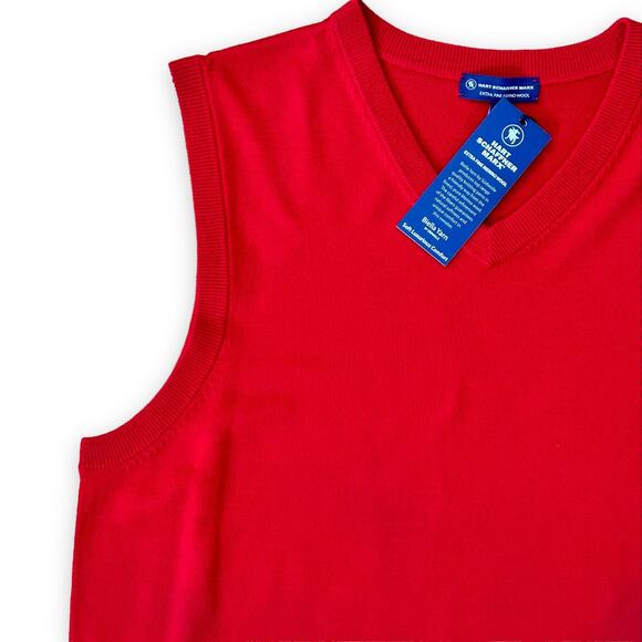 Hart Schaffner Marx Extra Fine Merino Wool Sweater Vest Mens Size XLT Tall Red - Picture 2 of 5